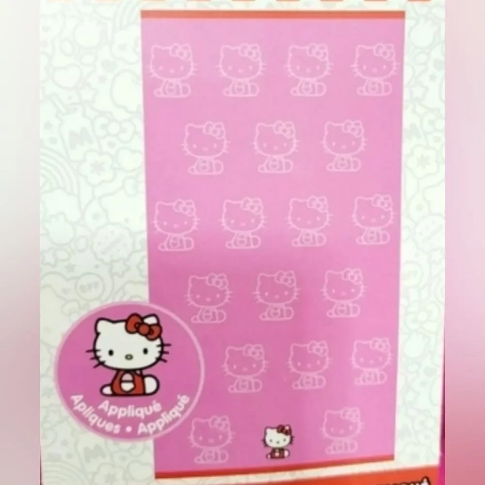 NWOT Hello Kitty 100% Cotton Beach Towel Embroidered Sanrio 34x63 Bright Pink